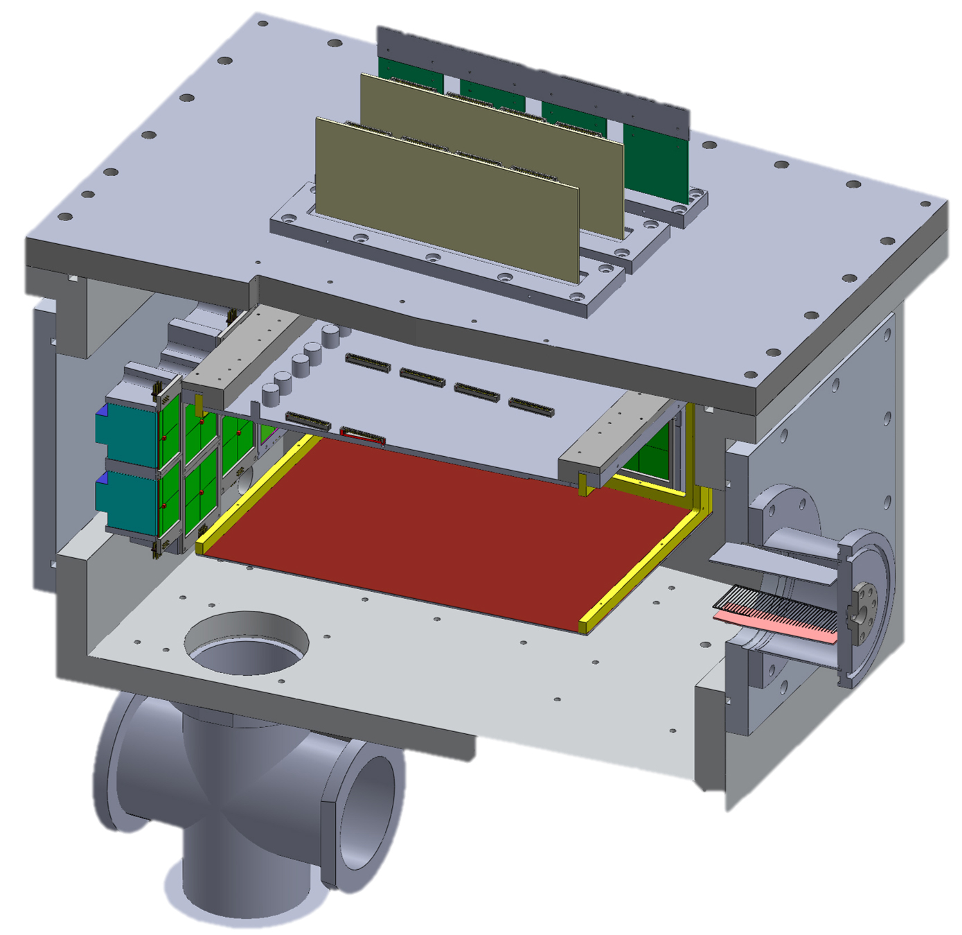 Graphical representation of Texas Active Target, or TexAT -- a type of particle detector known as an active-target time projection chamber that was constructed at the Texas A&amp;M Cyclotron Institute