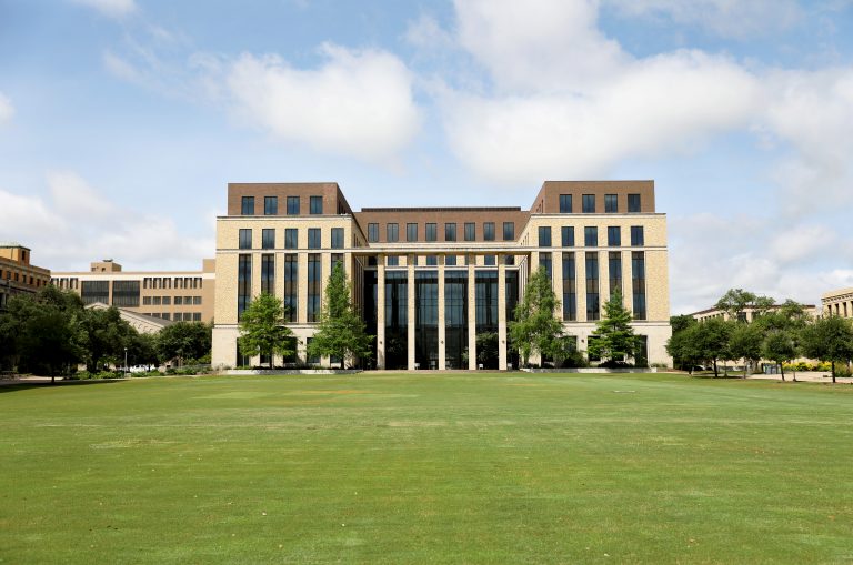 view of the East Quad by the Liberal Arts and Arts and Humanities building