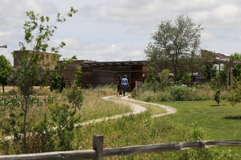 people walking along path in The Gardens