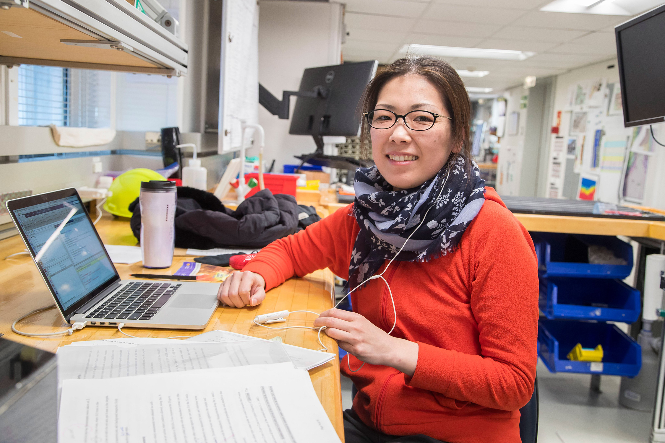 Texas A&amp;M geologist Hiroko Kitajima onboard the JOIDES Resolution as part of a past International Ocean Discovery Program expedition