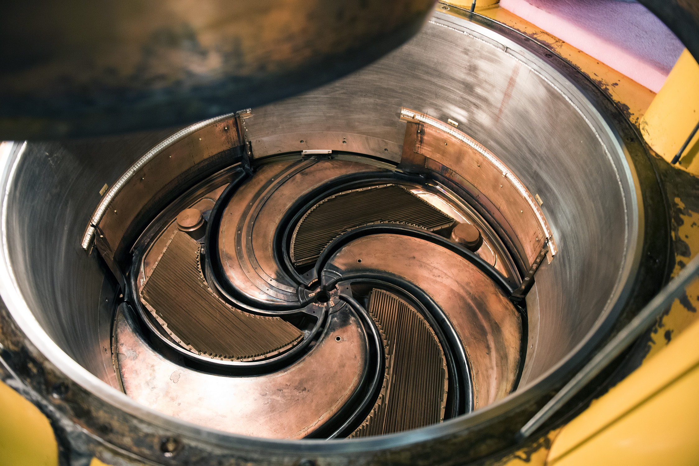 Close up of the inside of the K500 superconducting cyclotron