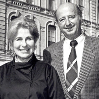 1940 Texas A&amp;M University petroleum engineering graduate George P. Mitchell and his wife, Cynthia Woods Mitchell