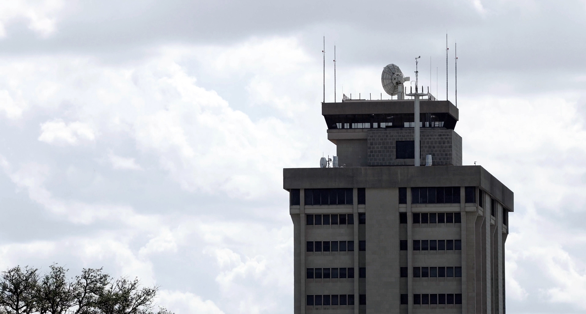 Skyline image of the top of the Eller Oceanography and Meteorology Building, showing the radar as it currently sits prior to removal, set for June 22, 2024