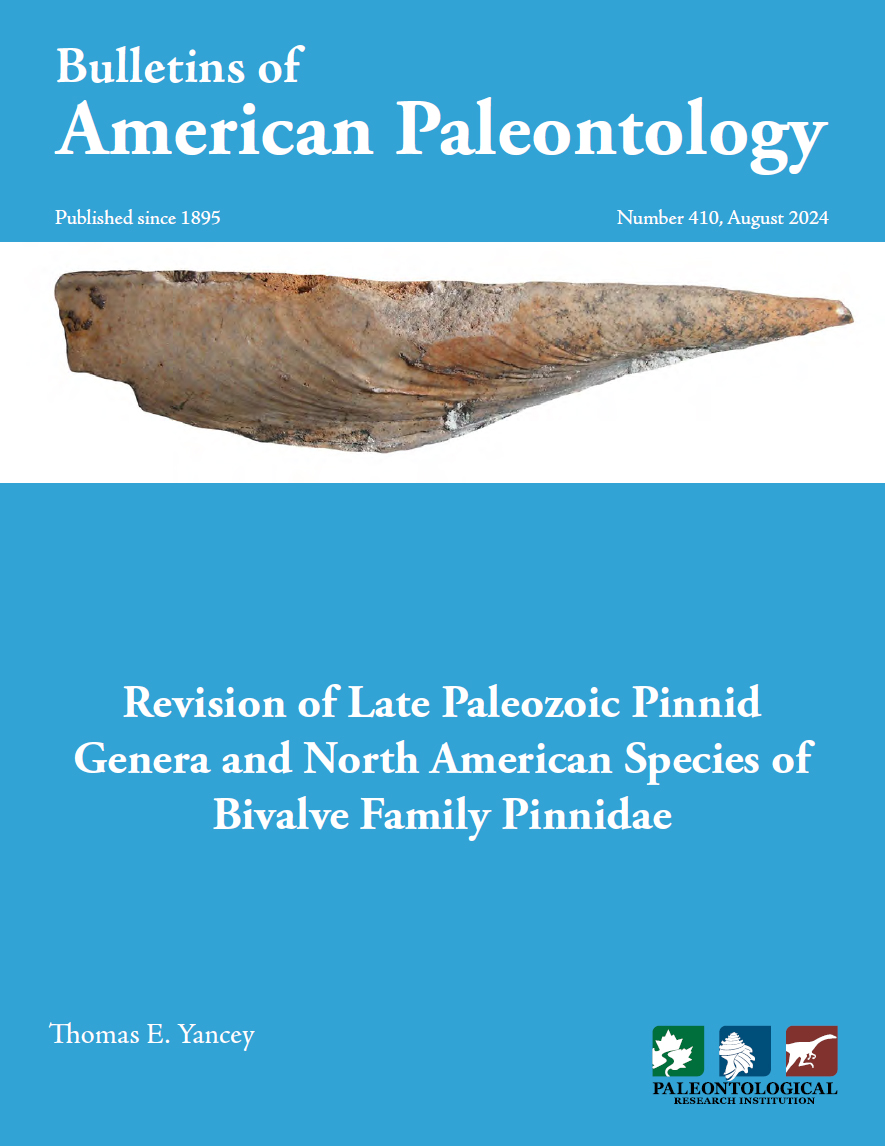 Cover of the journal "Bulletins of American Paleontology" promoting Texas A&amp;M University geologist Thomas Yancey's research on giant saltwater clams giant clams known as Pinnidae