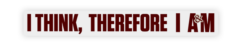 Graphic that says "I think, therefore I am"