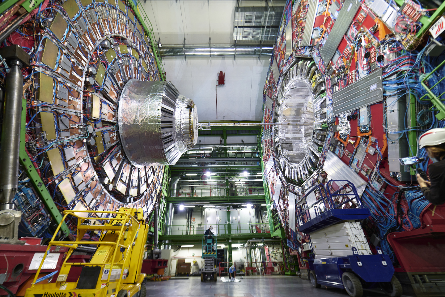 Views on the open CMS detector to be closed up after the Long Shutdown 2 (LS2) and to get ready for the new physics run next year. Photo courtesy of Hertzog, Samuel Joseph: CERN.